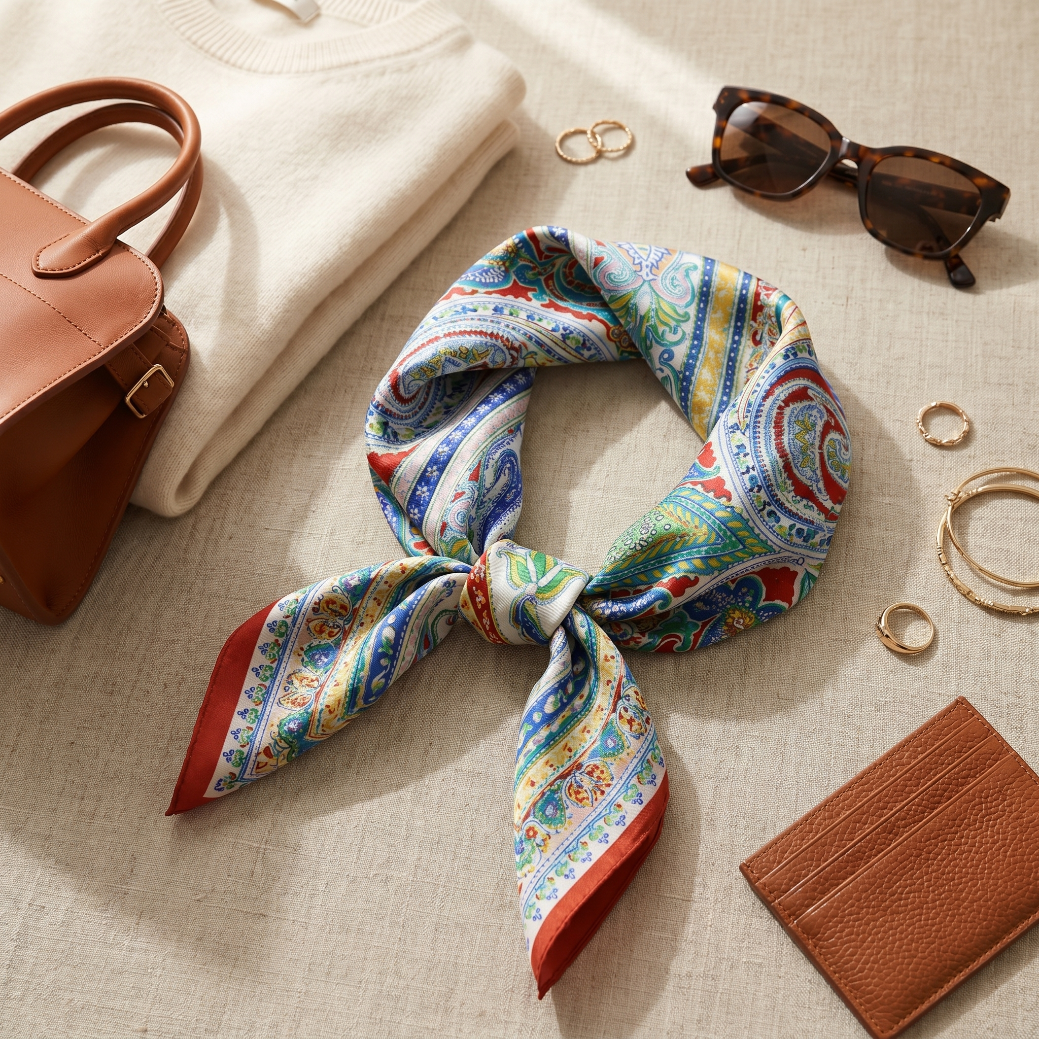 Seidenschal Damen 70×70 cm Paisley Bunt – Schal-Welt Styling-Inspiration