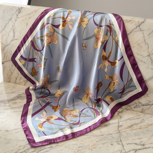 Seidenschal Damen 70×70 cm Blumen Bunt – Schal-Welt Detailansicht