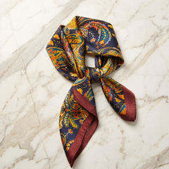 Seidenschal Damen 70×70 cm Paisley Bunt – Schal-Welt Detailansicht