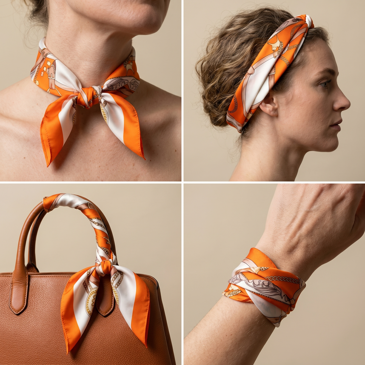 Seidenschal Damen 70×70 cm Klassisch Orange – Schal-Welt Styling-Inspiration