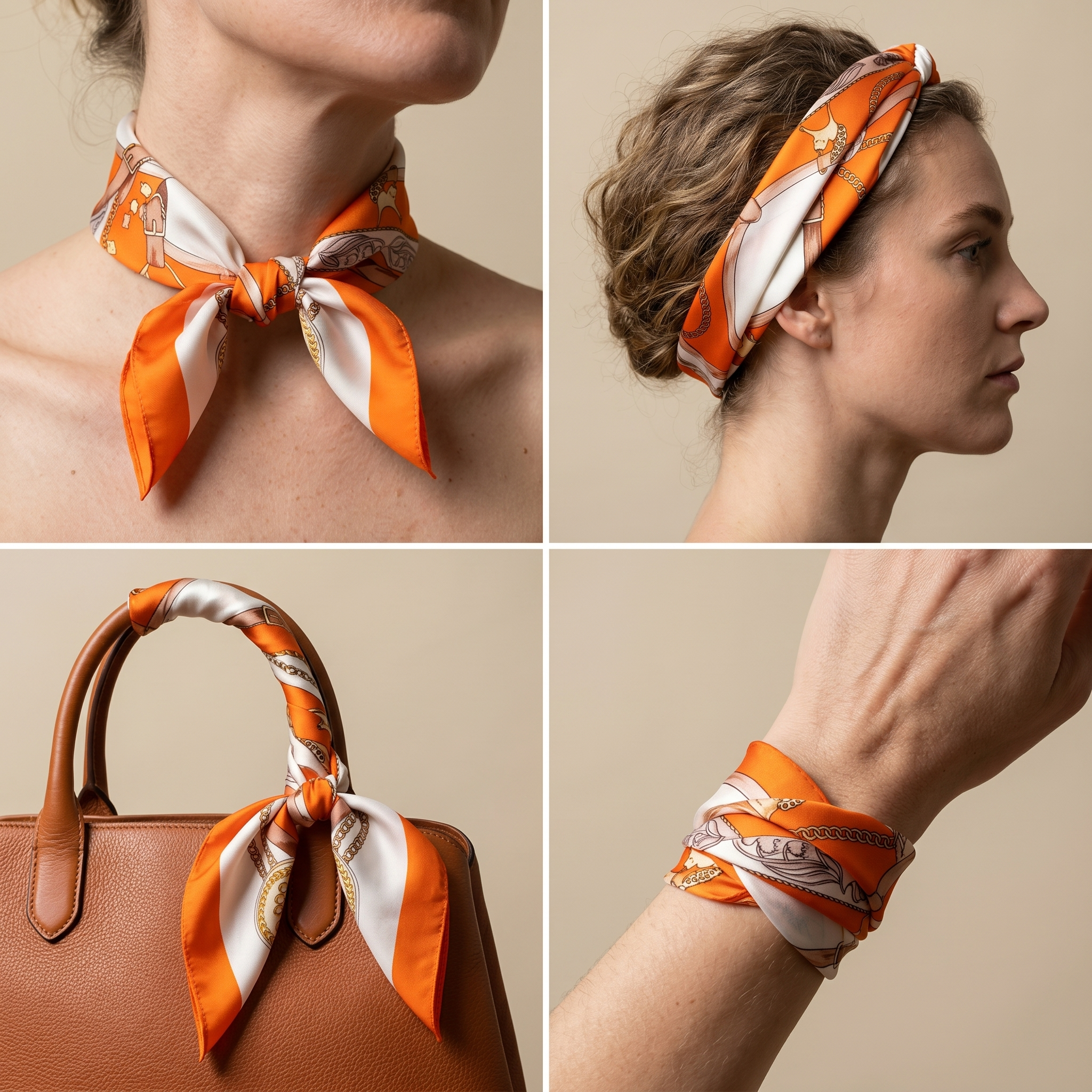 Seidenschal Damen 70×70 cm Klassisch Orange – Schal-Welt Styling-Inspiration