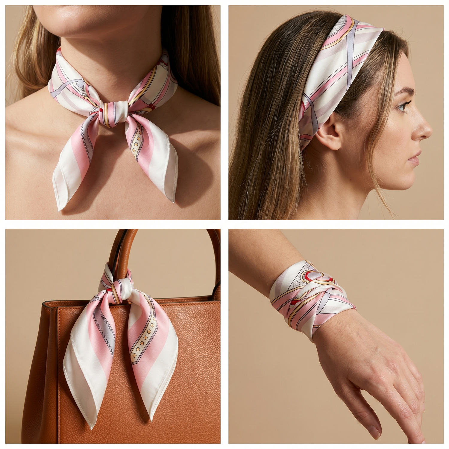 Seidenschal Damen 70×70 cm Klassisch Bunt – Schal-Welt Trageweise
