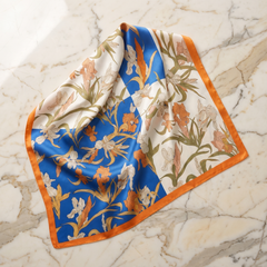 Seidenschal Damen 70×70 cm Blumen Bunt – Schal-Welt Detailansicht