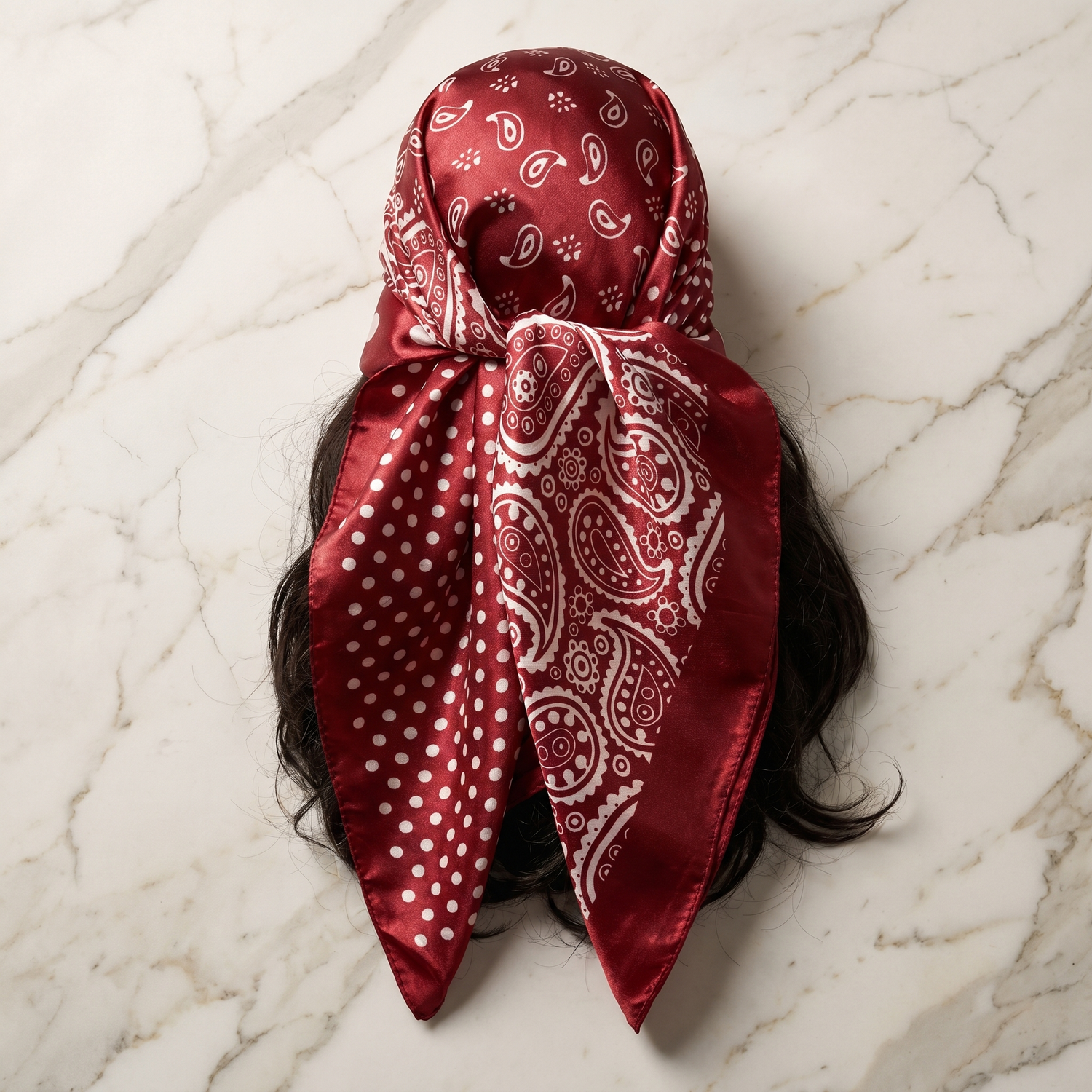 Seidenschal Damen 70×70 cm Paisley Rot – Schal-Welt Detailansicht