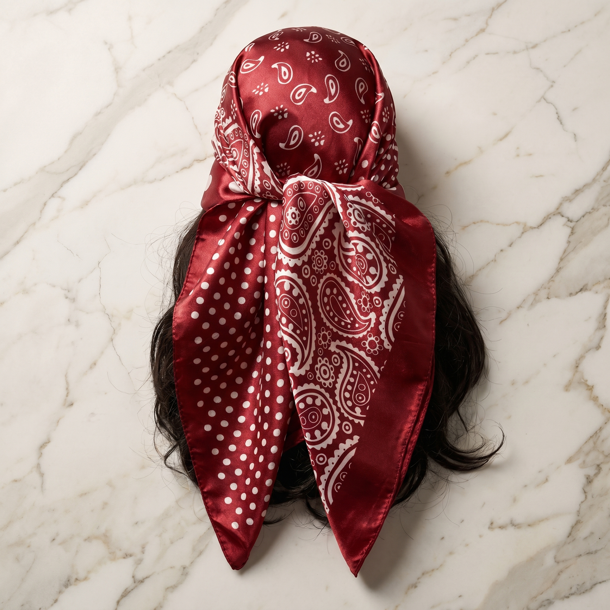 Seidenschal Damen 70×70 cm Paisley Rot – Schal-Welt Detailansicht