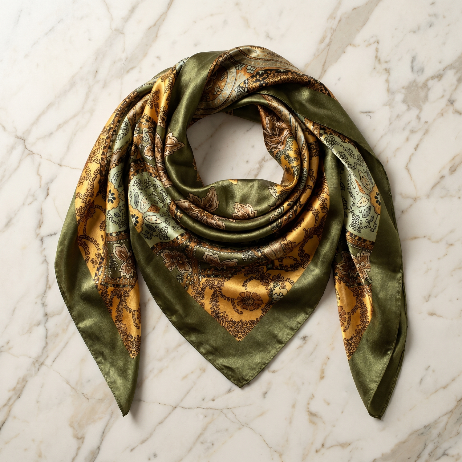 Seidenschal Damen 70×70 cm Paisley Bunt – Schal-Welt Detailansicht