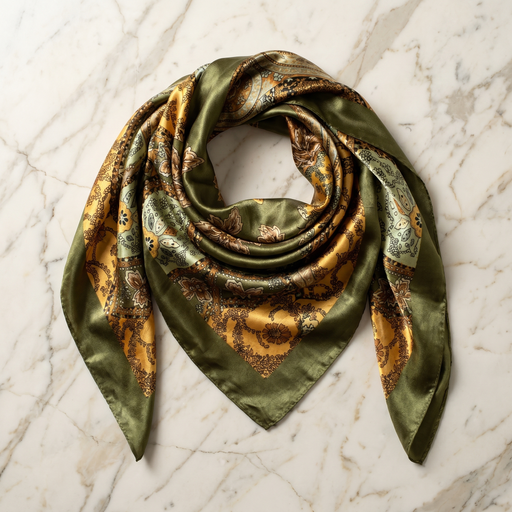 Seidenschal Damen 70×70 cm Paisley Bunt – Schal-Welt Detailansicht