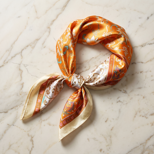 Seidenschal Damen 70×70 cm Paisley Orange – Schal-Welt Detailansicht