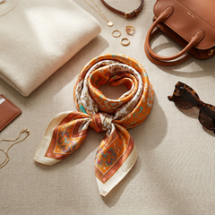 Seidenschal Damen 70×70 cm Paisley Orange – Schal-Welt Styling-Inspiration