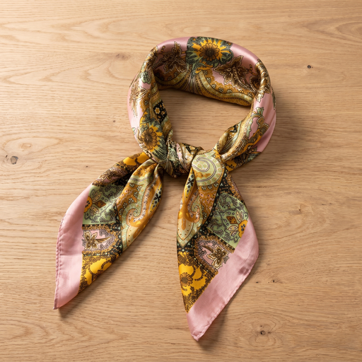 Seidenschal Damen 70×70 cm Paisley Bunt – Schal-Welt Detailansicht