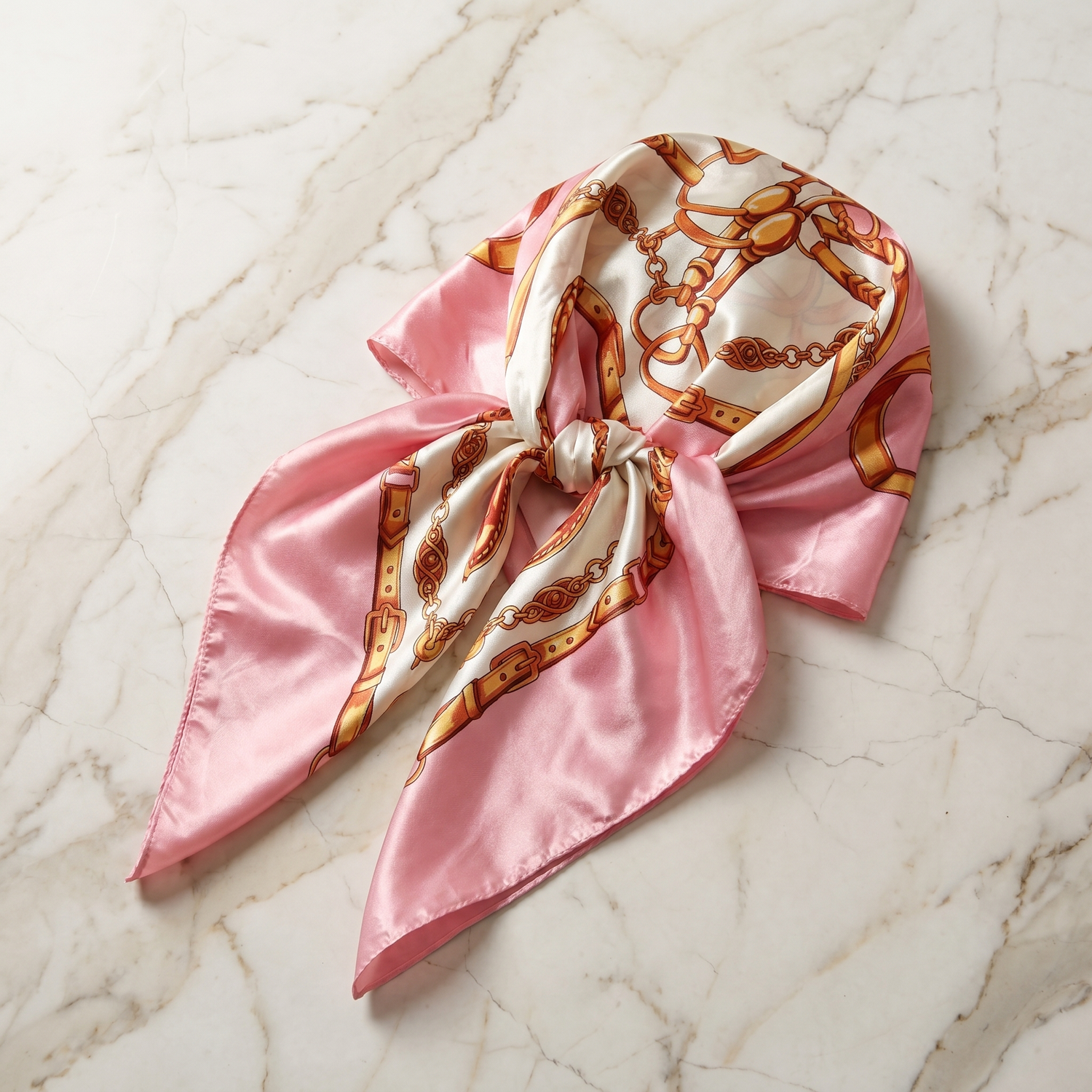 Seidenschal Damen 70×70 cm Klassisch Rosa – Schal-Welt Detailansicht