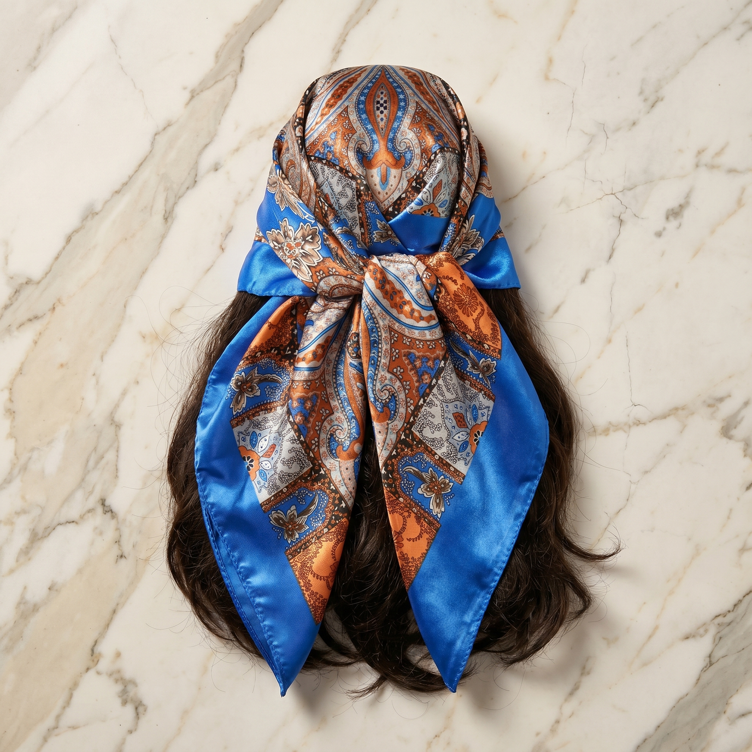Seidenschal Damen 70×70 cm Paisley Bunt – Schal-Welt Detailansicht