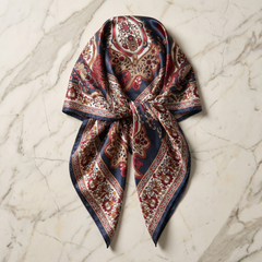 Seidenschal Damen 70×70 cm Paisley Bunt – Schal-Welt Detailansicht