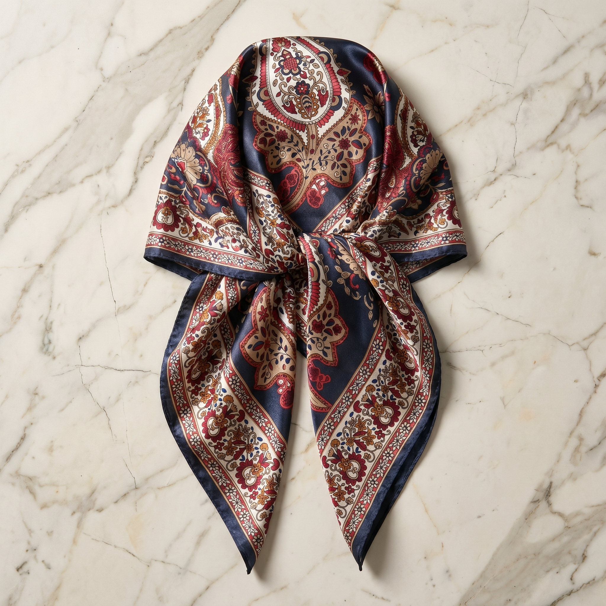 Seidenschal Damen 70×70 cm Paisley Bunt – Schal-Welt Detailansicht