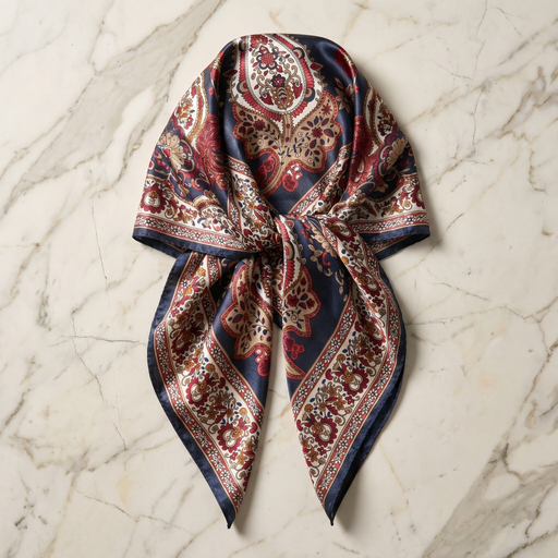 Seidenschal Damen 70×70 cm Paisley Bunt – Schal-Welt Detailansicht