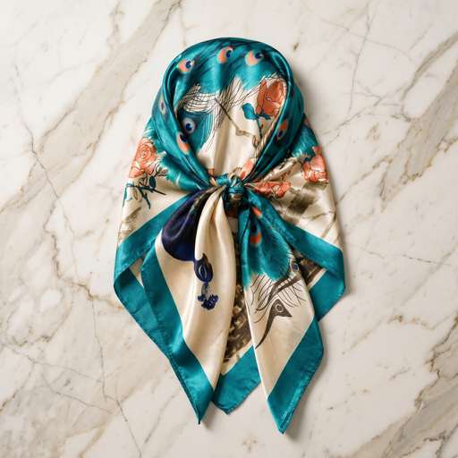 Seidenschal Damen 70×70 cm Blumen Bunt – Schal-Welt Detailansicht