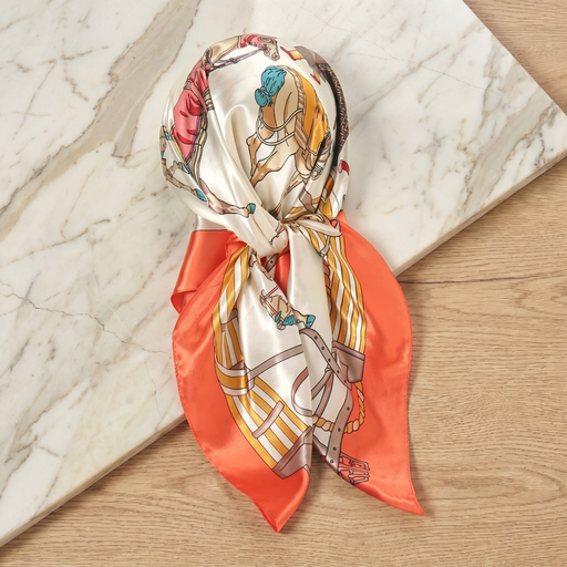 Seidenschal Damen 70×70 cm Klassisch Bunt – Schal-Welt Detailansicht