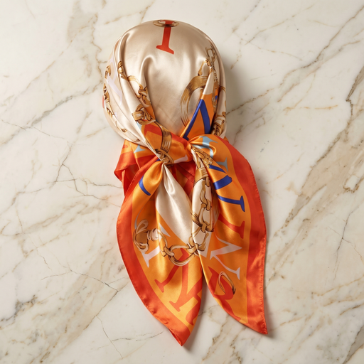 Seidenschal Damen 70×70 cm Klassisch Orange – Schal-Welt Detailansicht