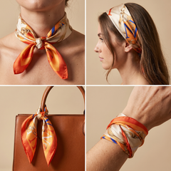 Seidenschal Damen 70×70 cm Klassisch Orange – Schal-Welt Trageweise