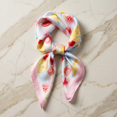 Seidenschal Damen 70×70 cm Blumen Bunt – Schal-Welt Detailansicht