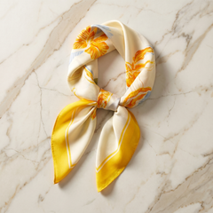 Seidenschal Damen 70×70 cm Blumen Bunt – Schal-Welt Detailansicht