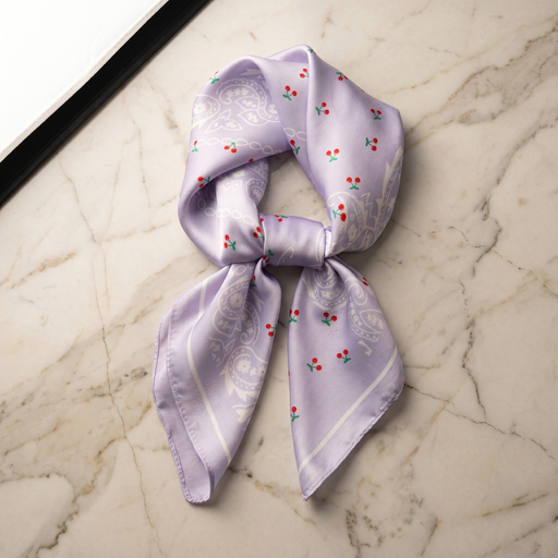Seidenschal Damen 70×70 cm Blumen Lila – Schal-Welt Detailansicht