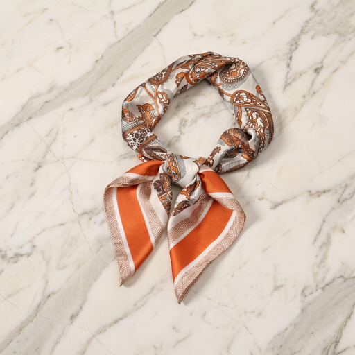 Seidenschal Damen 70×70 cm Paisley Orange – Schal-Welt Detailansicht