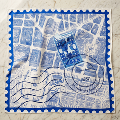 Seidenschal Damen 70×70 cm Abstract Blau – Schal-Welt Detailansicht
