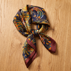 Seidenschal Damen 70×70 cm Paisley Bunt – Schal-Welt Detailansicht
