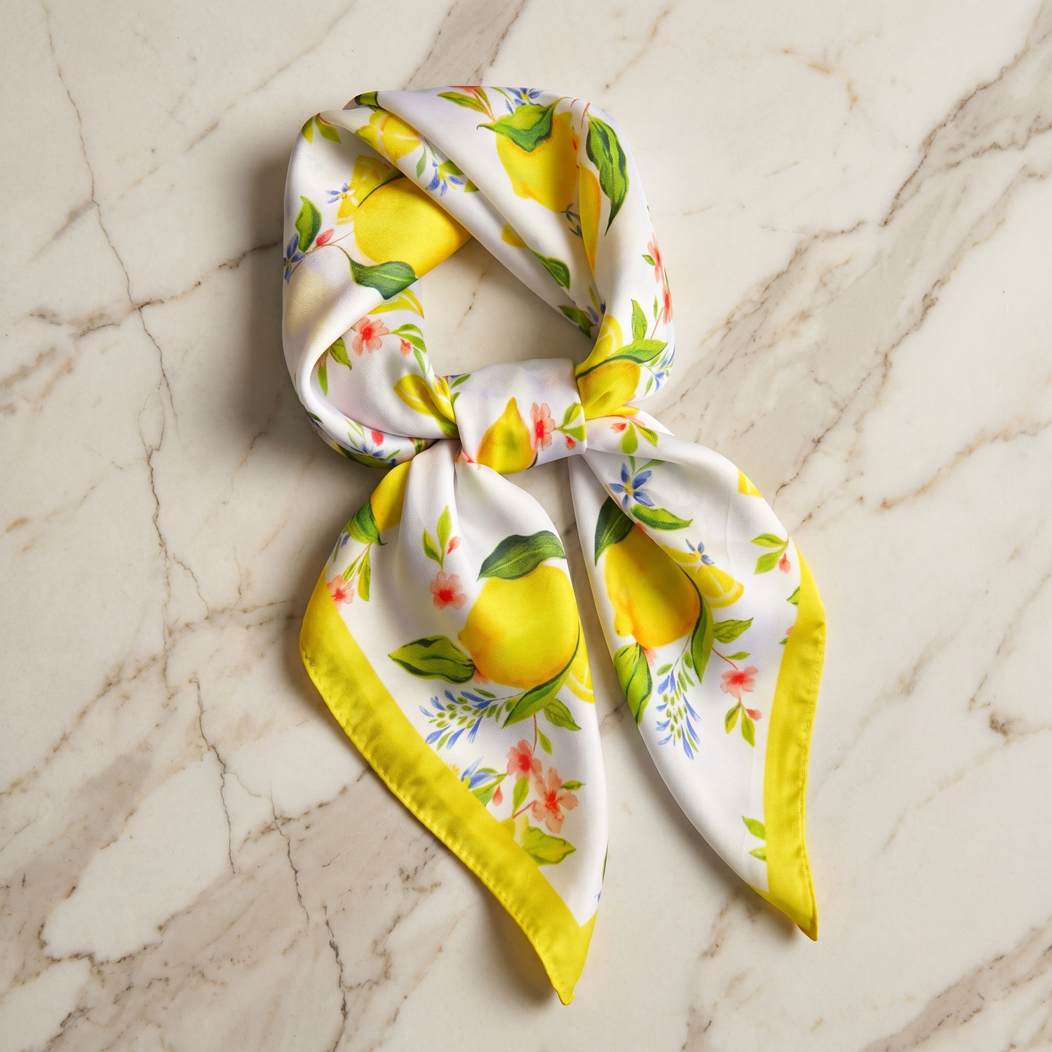 Seidenschal Damen 70×70 cm Blumen Bunt – Schal-Welt Detailansicht