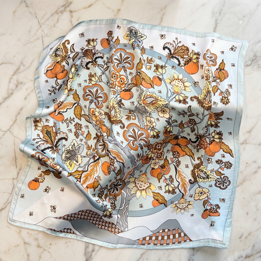 Seidenschal Damen 70×70 cm Blumen Bunt – Schal-Welt Detailansicht