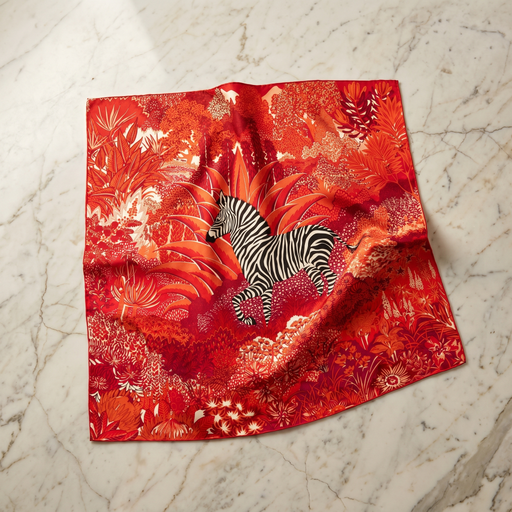 Seidenschal Damen 70×70 cm Blumen Rot – Schal-Welt Detailansicht
