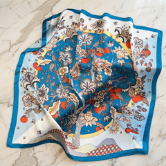 Seidenschal Damen 70×70 cm Blumen Bunt – Schal-Welt Detailansicht