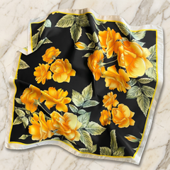 Seidenschal Damen 70×70 cm Blumen Bunt – Schal-Welt Detailansicht