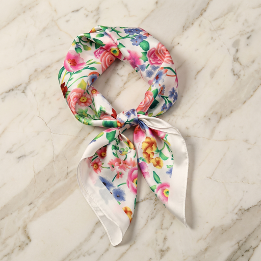 Seidenschal Damen 70×70 cm Blumen Bunt – Schal-Welt Detailansicht