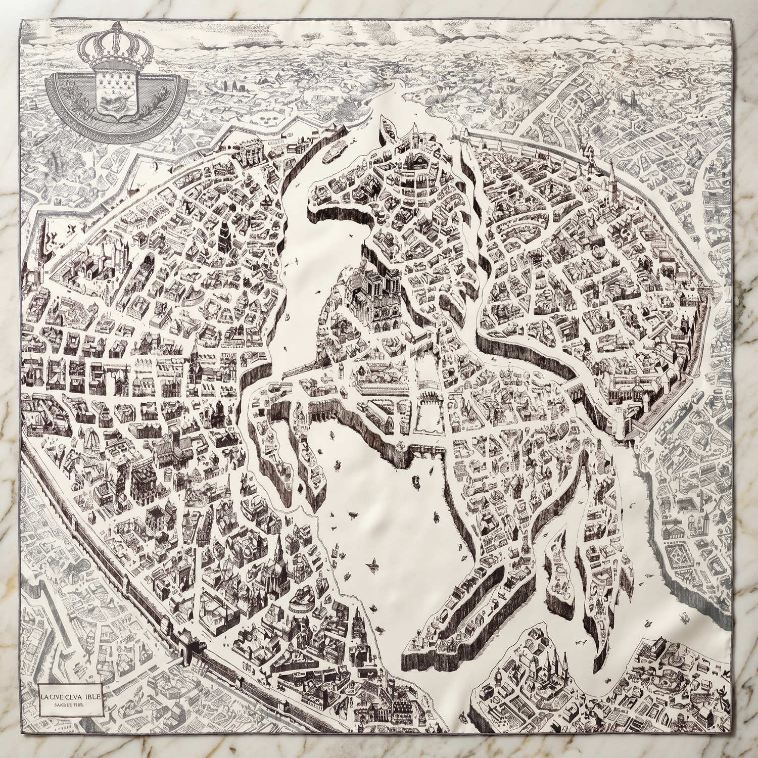 Seidenschal Damen 70×70 cm Klassisch Grau – Schal-Welt Detailansicht