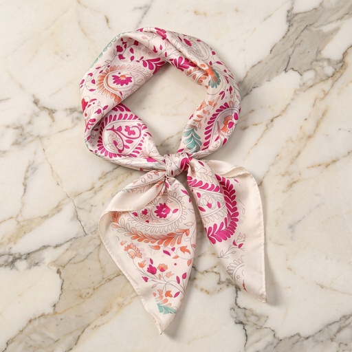 Seidenschal Damen 70×70 cm Blumen Bunt – Schal-Welt Detailansicht