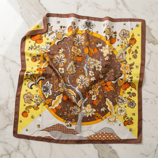 Seidenschal Damen 70×70 cm Blumen Bunt – Schal-Welt Detailansicht
