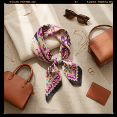 Seidenschal Damen 70×70 cm Paisley Bunt – Schal-Welt Styling-Inspiration