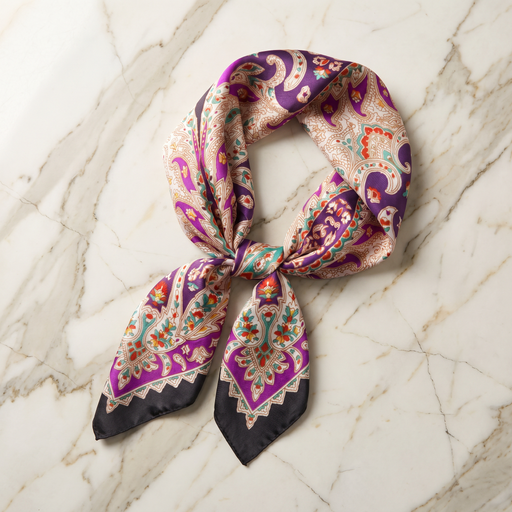 Seidenschal Damen 70×70 cm Paisley Bunt – Schal-Welt Detailansicht