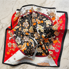Seidenschal Damen 70×70 cm Blumen Bunt – Schal-Welt Detailansicht