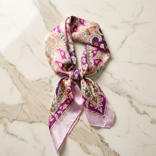 Seidenschal Damen 70×70 cm Paisley Bunt – Schal-Welt Detailansicht