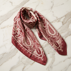 Seidenschal Damen 70×70 cm Paisley Rot – Schal-Welt Detailansicht