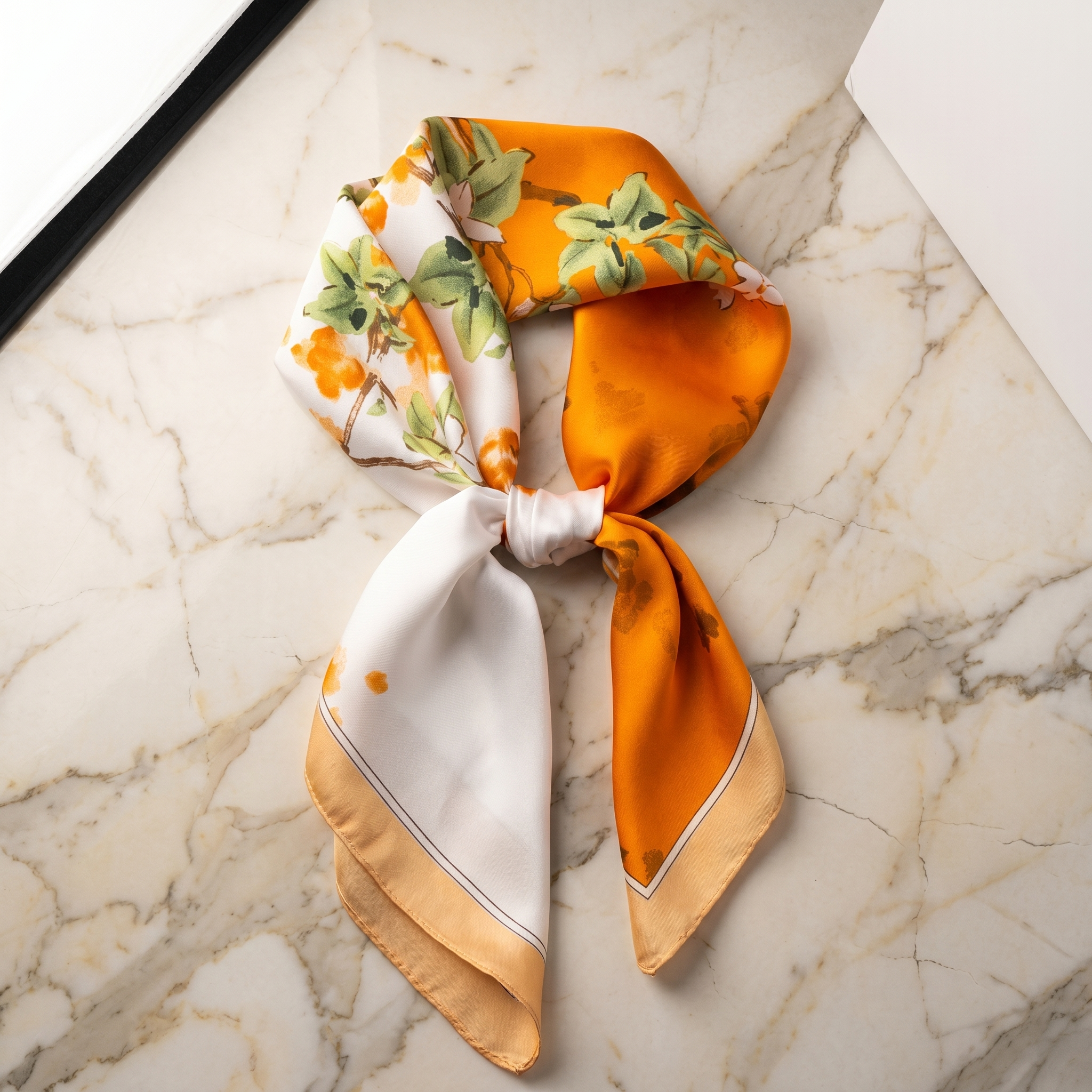 Seidenschal Damen 70×70 cm Blumen Bunt – Schal-Welt Detailansicht