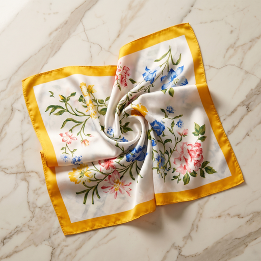 Seidenschal Damen 70×70 cm Blumen Bunt – Schal-Welt Detailansicht