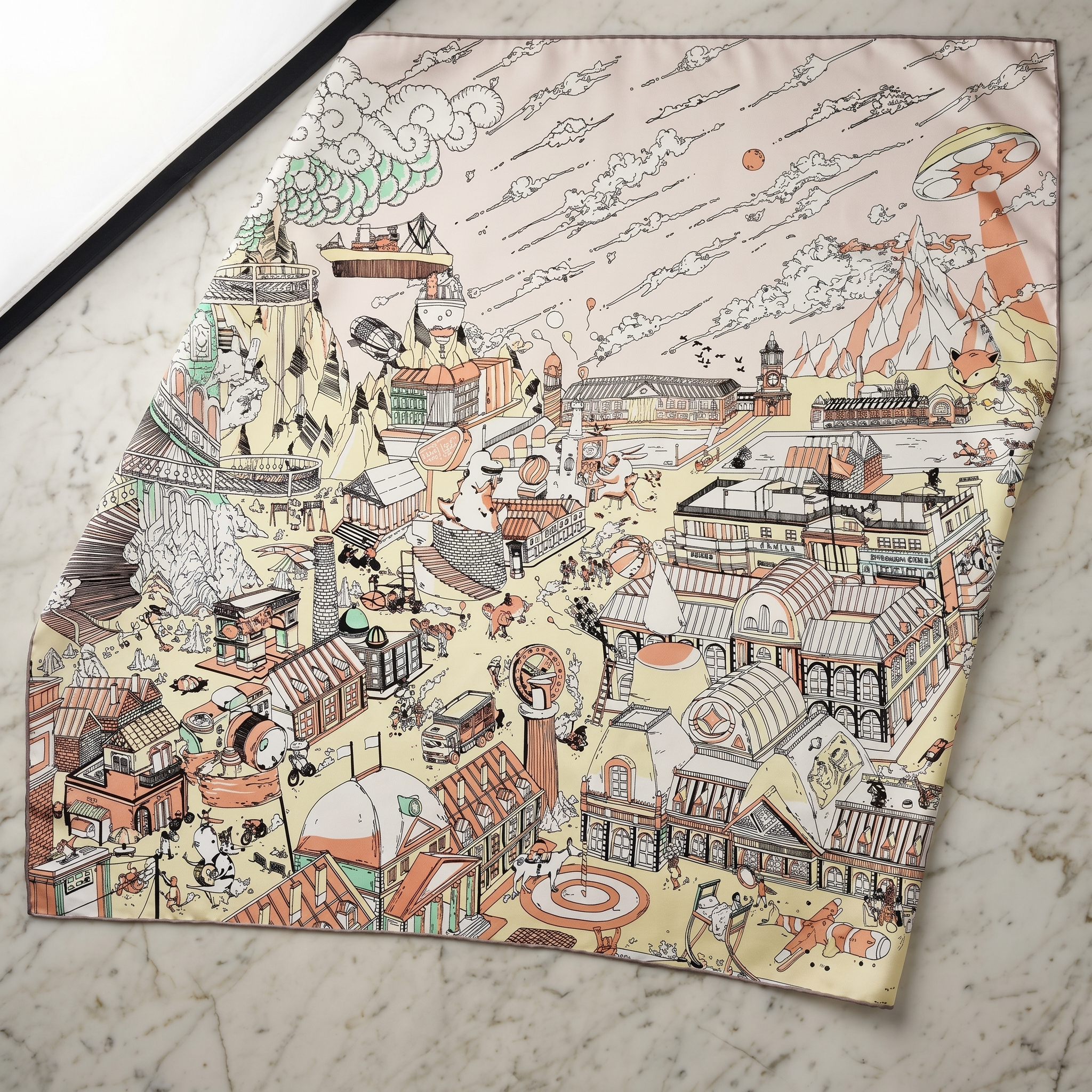 Seidenschal Damen 70×70 cm Klassisch Bunt – Schal-Welt Detailansicht