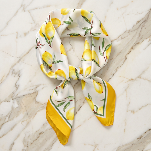 Seidenschal Damen 70×70 cm Blumen Gelb – Schal-Welt Detailansicht