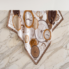 Seidenschal Damen 70×70 cm Abstract Braun – Schal-Welt Detailansicht