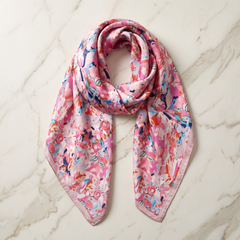 Seidenschal Damen 70×70 cm Blumen Bunt – Schal-Welt Detailansicht