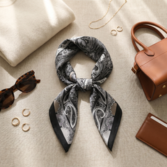Seidenschal Damen 70×70 cm Paisley Schwarz – Schal-Welt Styling-Inspiration